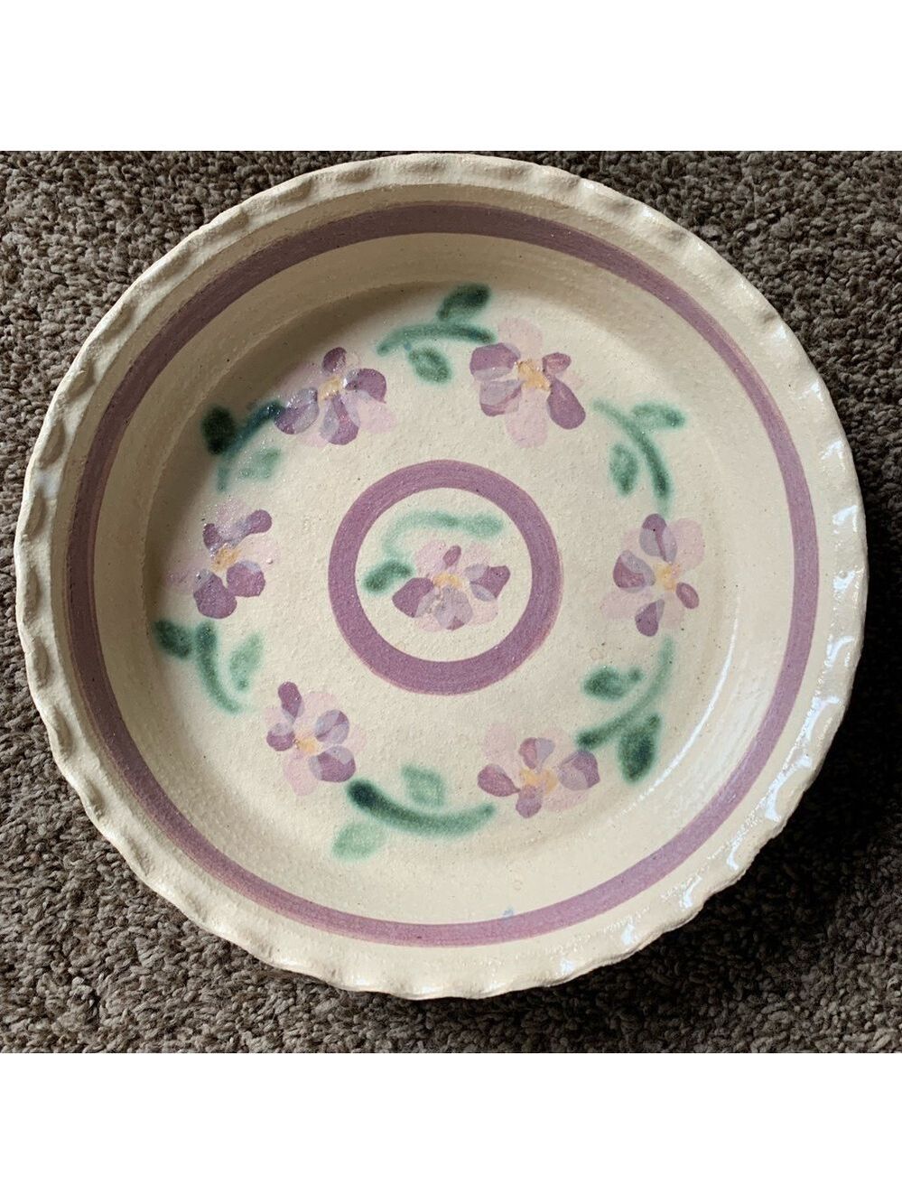 Hand Made Ceramic Pottery Pie Plate